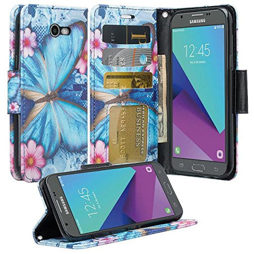 samsung galaxy j3 emerge leather wallet case - midnight butterfly - www.coverlabusa.com