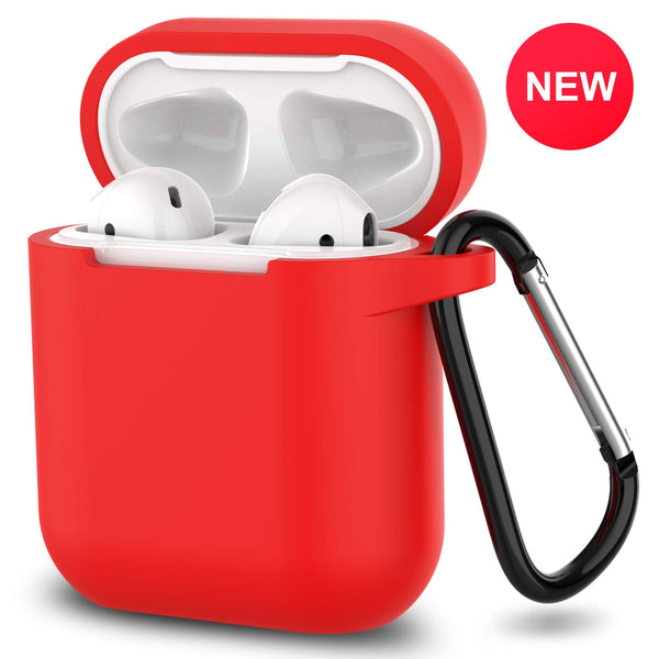 New AirPods Case, 360°Protective Silicone AirPods Accessories Kit Compatable with Apple AirPods 1st/2nd Charging Case [Not for Wireless Charging Case] - Red