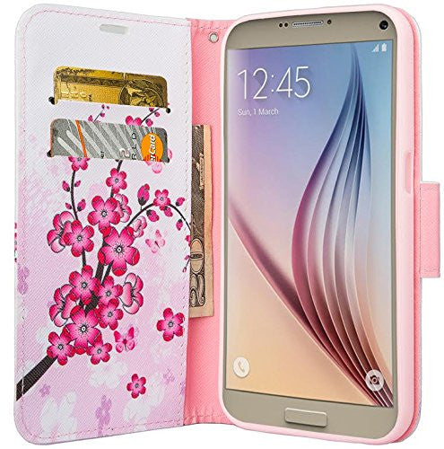 samsung galaxy note 5 case - Pu leather wallet - Cherry Blossom - www.coverlabusa.com