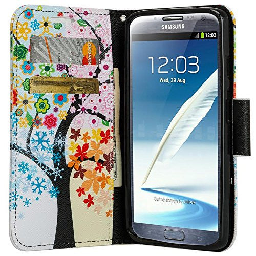 samsung galaxy note 2 leather wallet case - glowing tree - www.coverlabusa.com
