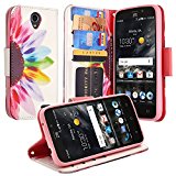 COVERLABUSA Luxury PU Leather Wallet Compatible for ZTE Maven 3 Case, ZTE Overture 3 Case, ZTE Prelude Plus Case, Flip Protective Case Cover with Card Slots and Stand - (Sun Flower)