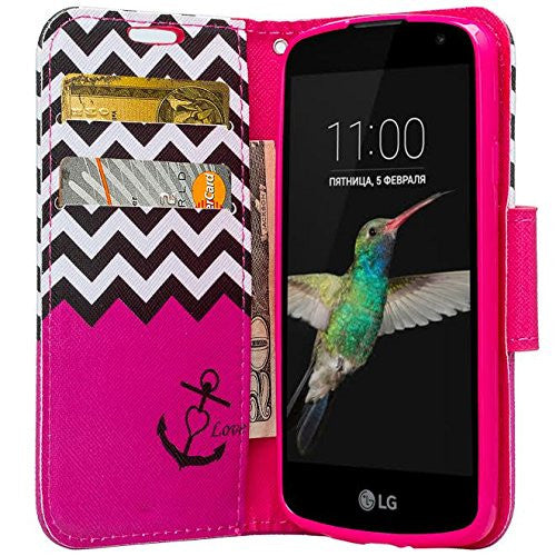 LG Optimus Zone 3 Cases | LG K4 Cases | LG Spree Cases | LG Rebel leather wallet case - teal anchor - www.coverlabusa.com 