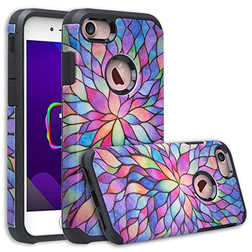 apple iphone 8 plus hybrid case - rainbow flower - www.coverlabusa.com