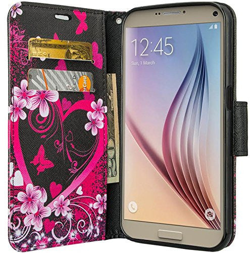 samsung galaxy note 5 case - Pu leather wallet - Heart Butterflies - www.coverlabusa.com