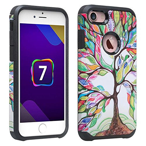 iphone 7 case, iphone 7 hybrid caseApple iPhone 7 Case, Slim Hybrid Dual Layer Case for Iphone 7 - Colorful Tree