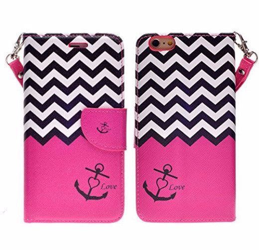 iphone 6 case, iphone 6 wallet case - hot pink anchor - www.coverlabusa.com