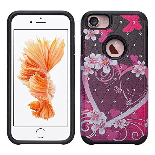 iphone 8 hybrid diamond - heart butterflies - www.coverlabusa.com