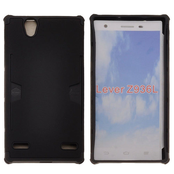 ZTE Lever LTE | Z936L Case, Slim Hard Dual Layer Armor Cover with Card Slots - Black