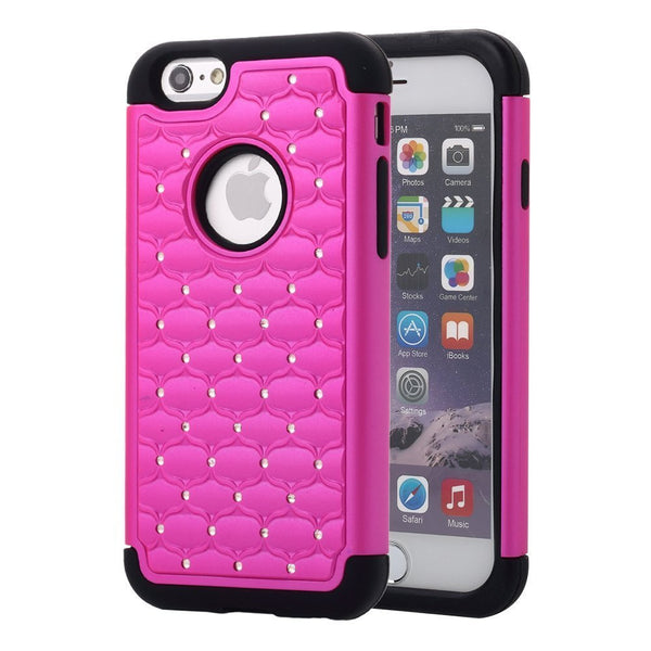 iphone 6s plus case, apple iphone 6 plus diamond rhinestone hybrid case - purple - coverlabusa.com