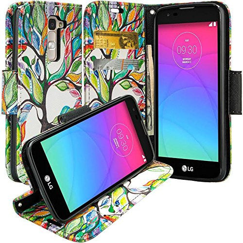 Alcatel Onetouch Evolve 2 Pu leather wallet case - colorful tree - www.coverlabusa.com