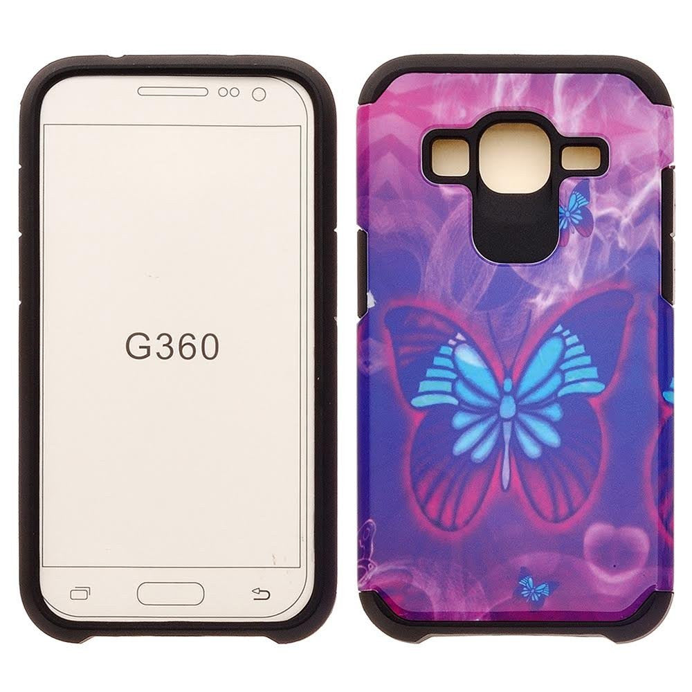 Samsung Core Prime Hybrid Protective Case Cover , WWW.COVERLABUSA.COM purple butterfly