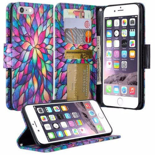 Apple iPhone 8 case, iPhone 8 wallet case,Apple iPhone 8 wallet case - rainbow flower - www.coverlabusa.com