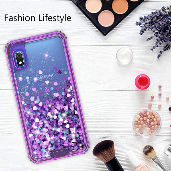 hard clear glitter phone case for samsung galaxy a10e - purple - www.coverlabusa.com 