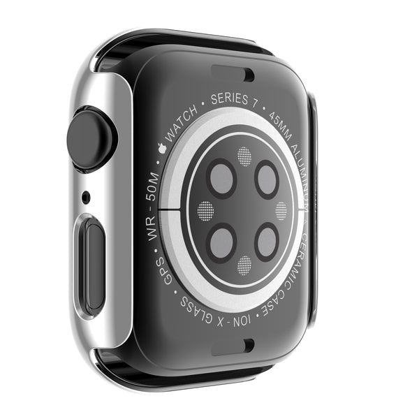 Apple Watch iWatch Series 7 Case With Tempered Glass Shockproof Full Cover - 45mm - Silver - www.coverlabusa.com