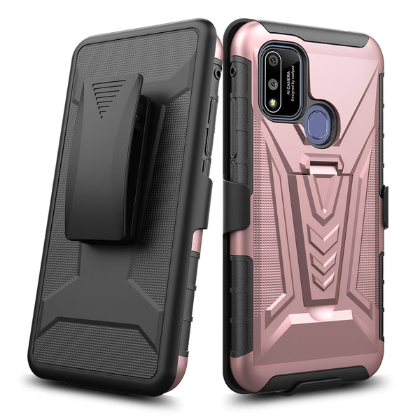 holster kickstand hyhrid phone case for cooplad suva - rose gold - www.coverlabusa.com