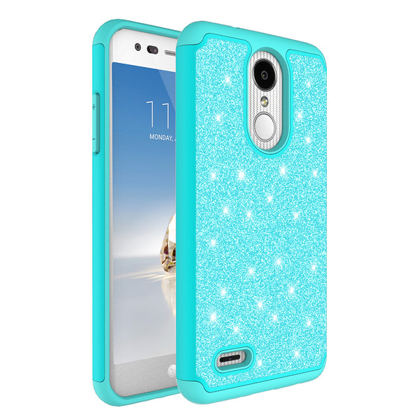 LG Aristo 2 Glitter Hybrid Case - Teal - www.coverlabusa.com