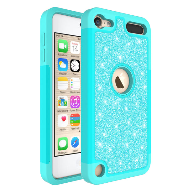 Apple iPod Touch 5 Glitter Hybrid Case - Teal - www.coverlabusa.com