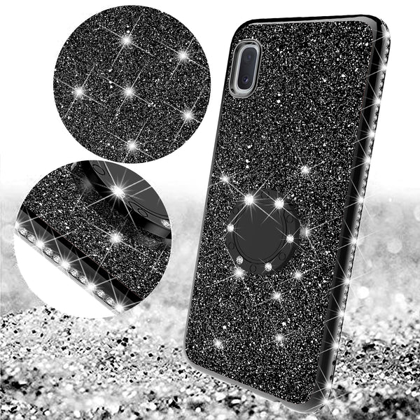 samsung galaxy a10e glitter bling fashion case - black - www.coverlabusa.com