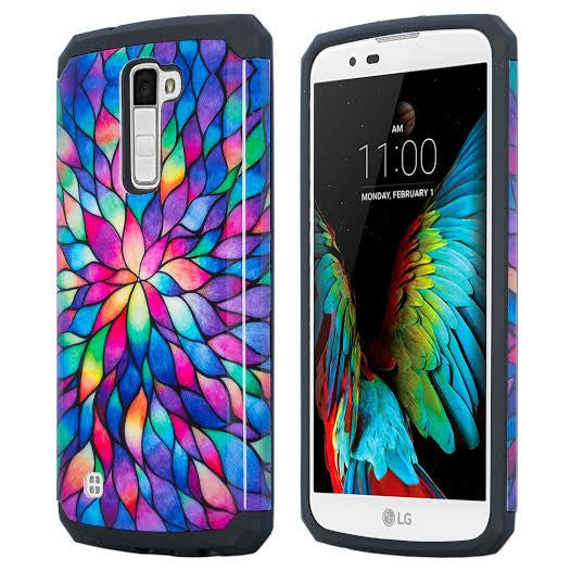 LG K7 / Tribute 5 / Treasure Case, Protective Hybrid, rainbow flower WWW.COVERLABUSA.COM