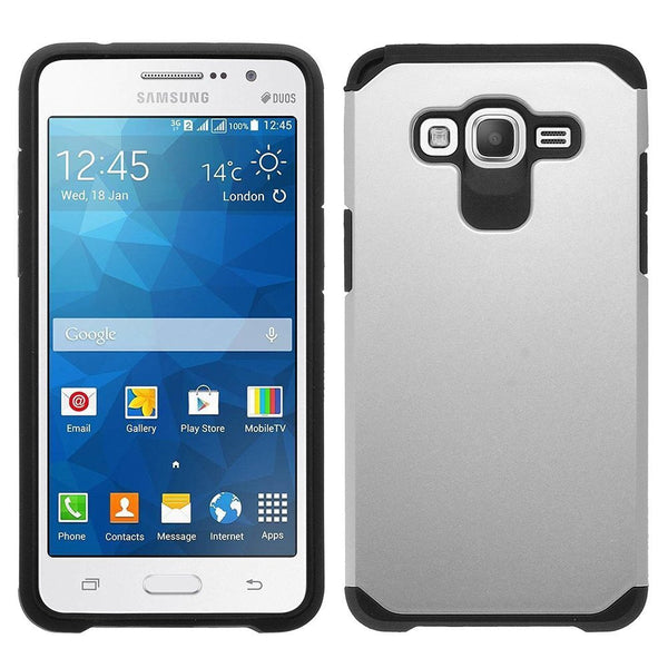 Galaxy Core Prime Case, Samsung Galaxy Core Prime [Impact Resistant] Hybrid Dual Layer Armor Defender Protective Case Cover for Galaxy Core Prime - Silver