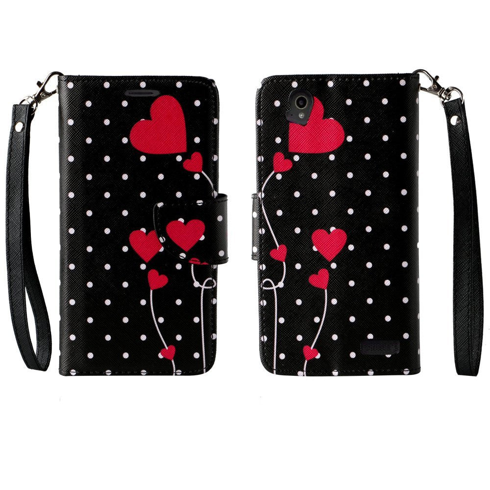 zte obsidian case - wallet case - polka dot hearts - www.coverlabusa.com