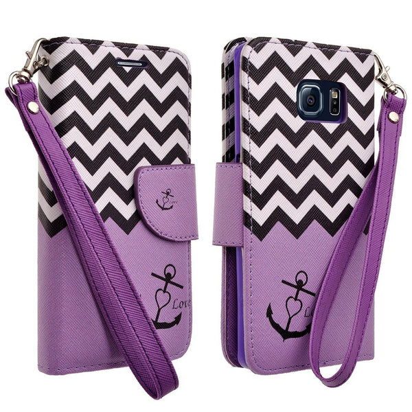 samsung galaxy S6 Edge wallet case - Purple Anchor - www.coverlabusa.com