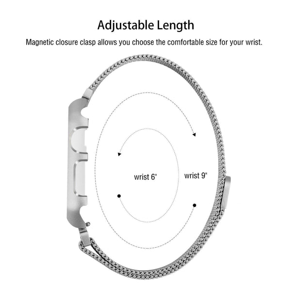 Apple iWatch Band Stainless Steel Mesh Milanese Loop - 38mm - Silver - www.coverlabusa.com