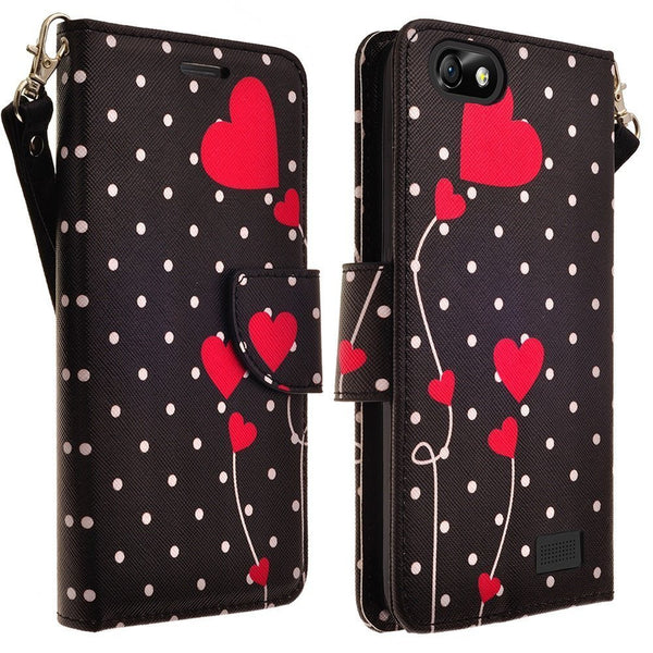 iphone 6 plus case, iphone 6s plus case wallet case polka dot hearts - coverlabusa.com