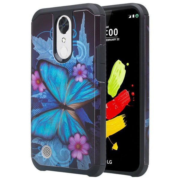 LG Aristo 2 Plus Case, Aristo 2, LG Tribute Dynasty, Rebel 3, Zone 4, Slim Hybrid [Impact Resistant] Dual Layer Case Cover - Blue Butterflies