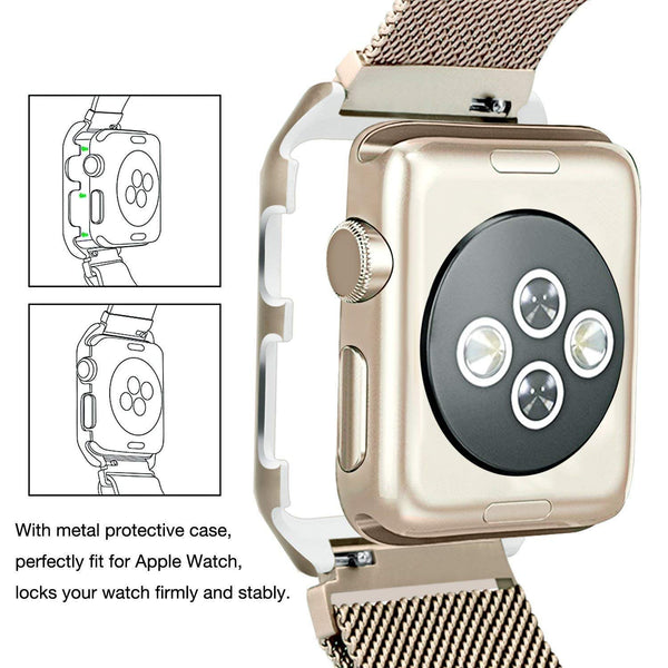 Apple iWatch Band Stainless Steel Mesh Milanese Loop - 38mm - Gold - www.coverlabusa.com
