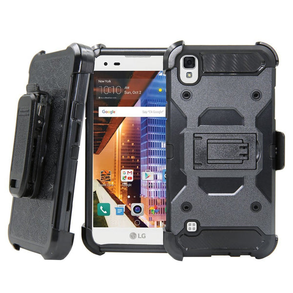 LG Tribute HD Case, Hybrid Holster Case [Kickstand] Belt Clip for LG Tribute HD - Black WWW.COVERLABUSA.COM