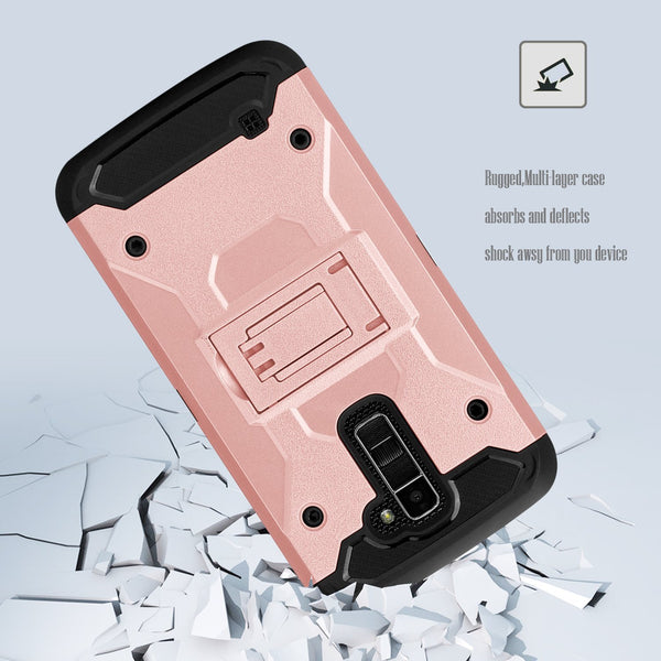 LG K10 / LG Premier LTE Case, Hybrid Holster Protector Case [Kickstand]Belt Clip - rose gold, WWW.COVERLABUSA.COM