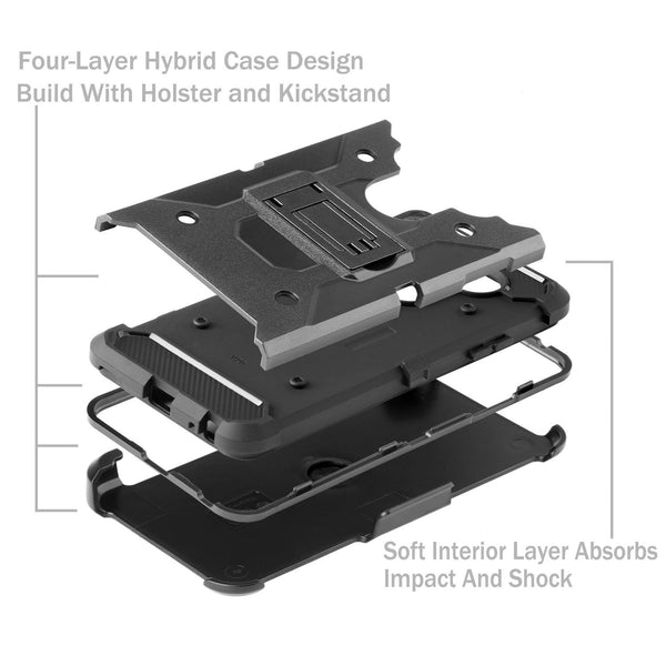 LG V20 Case, Hybrid Holster Triple Layer Protector Case [Kickstand] Belt Clip for LG V20 - Black