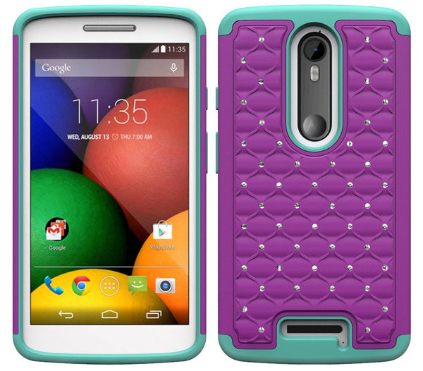 Motorola Droid Turbo 2 Case | Moto X Force Case | Kinzie Bounce Rhinestone Case - purple teal - www.coverlabusa.com