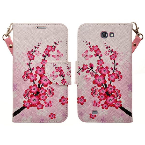 samsung galaxy note 2 leather wallet case - cherry blossom - www.coverlabusa.com