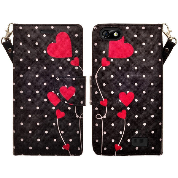 iphone 6 plus case, iphone 6s plus case wallet case polka dot hearts - www.coverlabusa.com