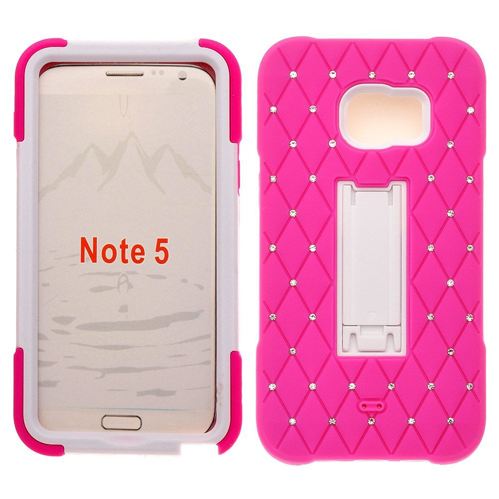 Samsung Galaxy Note 5 Case - diamond hybrid hot pink white - www.coverlabusa.com