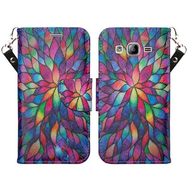 samsung galaxy j7 case - rainbow flower wallet - www.coverlabusa.com