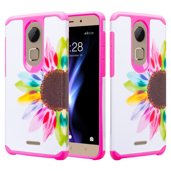 T-mobile REVVL Plus, Coolpad REVVL+ Plus Case, Slim Dual Layered Shock Resistant Hybrid Cover - Vivid Sunflower