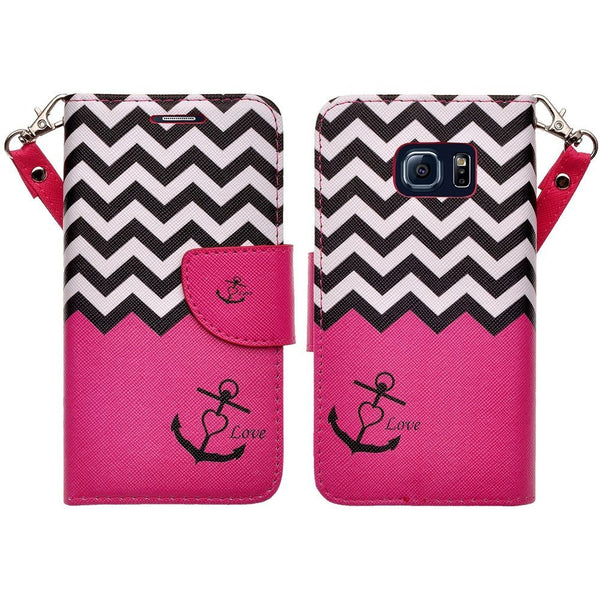 samsung galaxy S6 wallet case - Hot Pink Anchor - www.coverlabusa.com