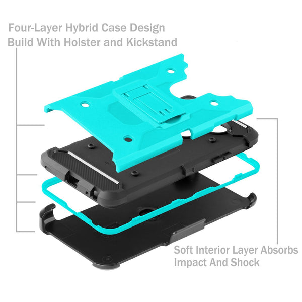 LG V20 Case, Hybrid Holster Triple Layer Protector Case [Kickstand] Belt Clip for LG V20 - Teal, www.coverlabusa.com