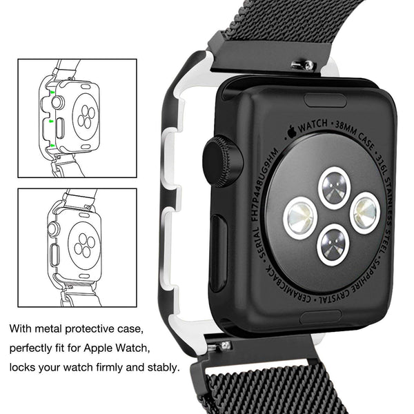 Apple iWatch Band Stainless Steel Mesh Milanese Loop - 42mm - Black - www.coverlabusa.com