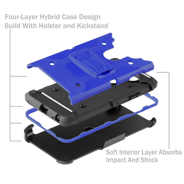 LG V20 Case, Hybrid Holster Triple Layer Protector Case [Kickstand] Belt Clip for LG V20 - Blue, www.coverlabusa.com