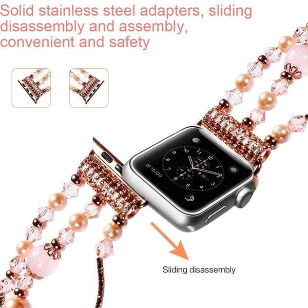 Apple Watch Band,Pearl Elastic Stretch 38mm - Pink - www.coverlabusa.com