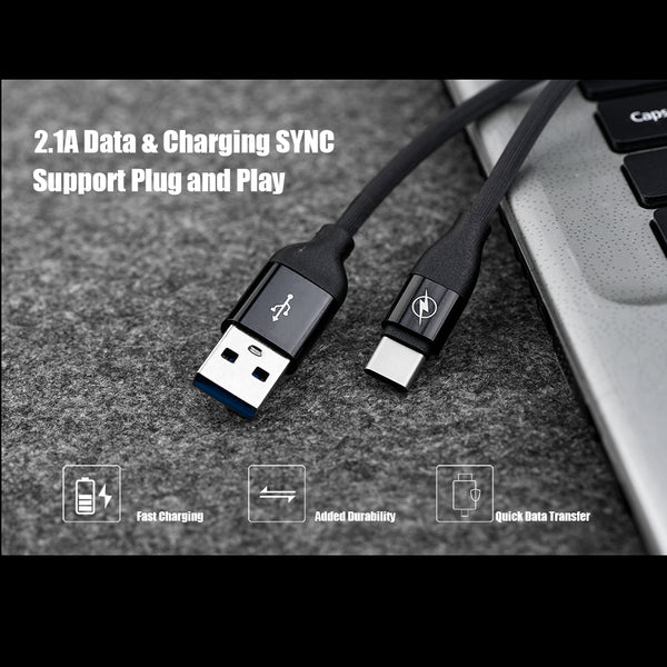 USB TYPE C CABLE - SAMSUNG GALAXY NOTE 8, S8, S8 PLUS - WWW.COVERLABUSA.COM - Black