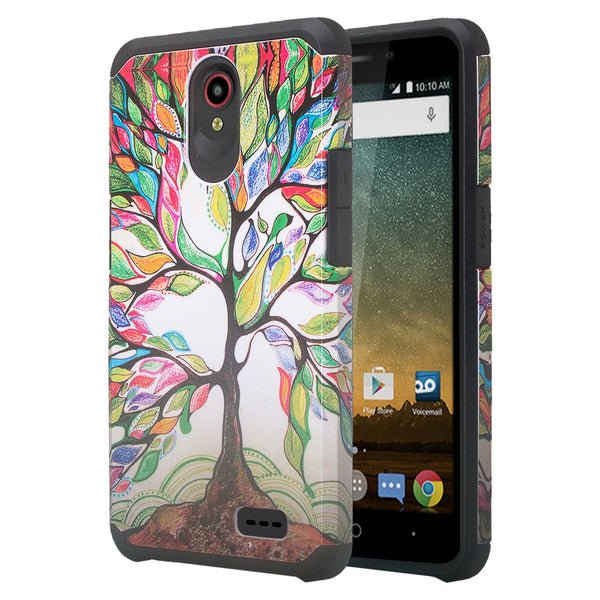 ZTE Ultra Case | ZTE Uhura | ZTE Quest, ZTE N817, Slim Hybrid Dual Layer [Shock Resistant] Case Cover - Vibrant Tree