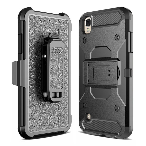 LG Tribute HD Case, Hybrid Holster Case [Kickstand] Belt Clip for LG Tribute HD - Black WWW.COVERLABUSA.COM