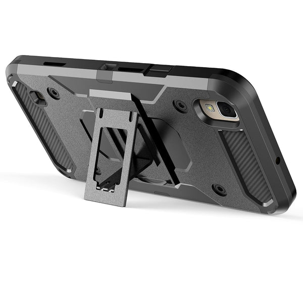 LG Tribute HD Case, Hybrid Holster Case [Kickstand] Belt Clip for LG Tribute HD - Black WWW.COVERLABUSA.COM