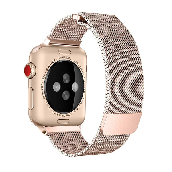 Apple iWatch Band Stainless Steel Mesh Milanese Loop - Rose Gold - www.coverlabusa.com
