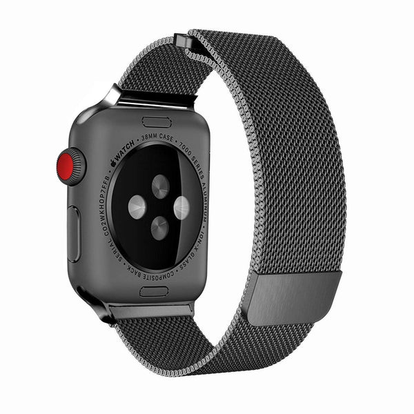 Apple iWatch Band Stainless Steel Mesh Milanese Loop - Black - www.coverlabusa.com